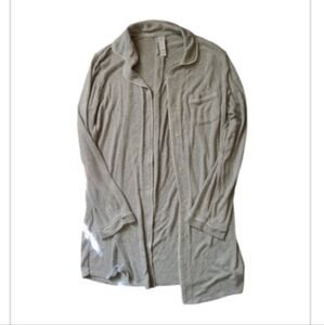 Women's Stars Above Button Up Sleep Shirt Light Grey with white trim